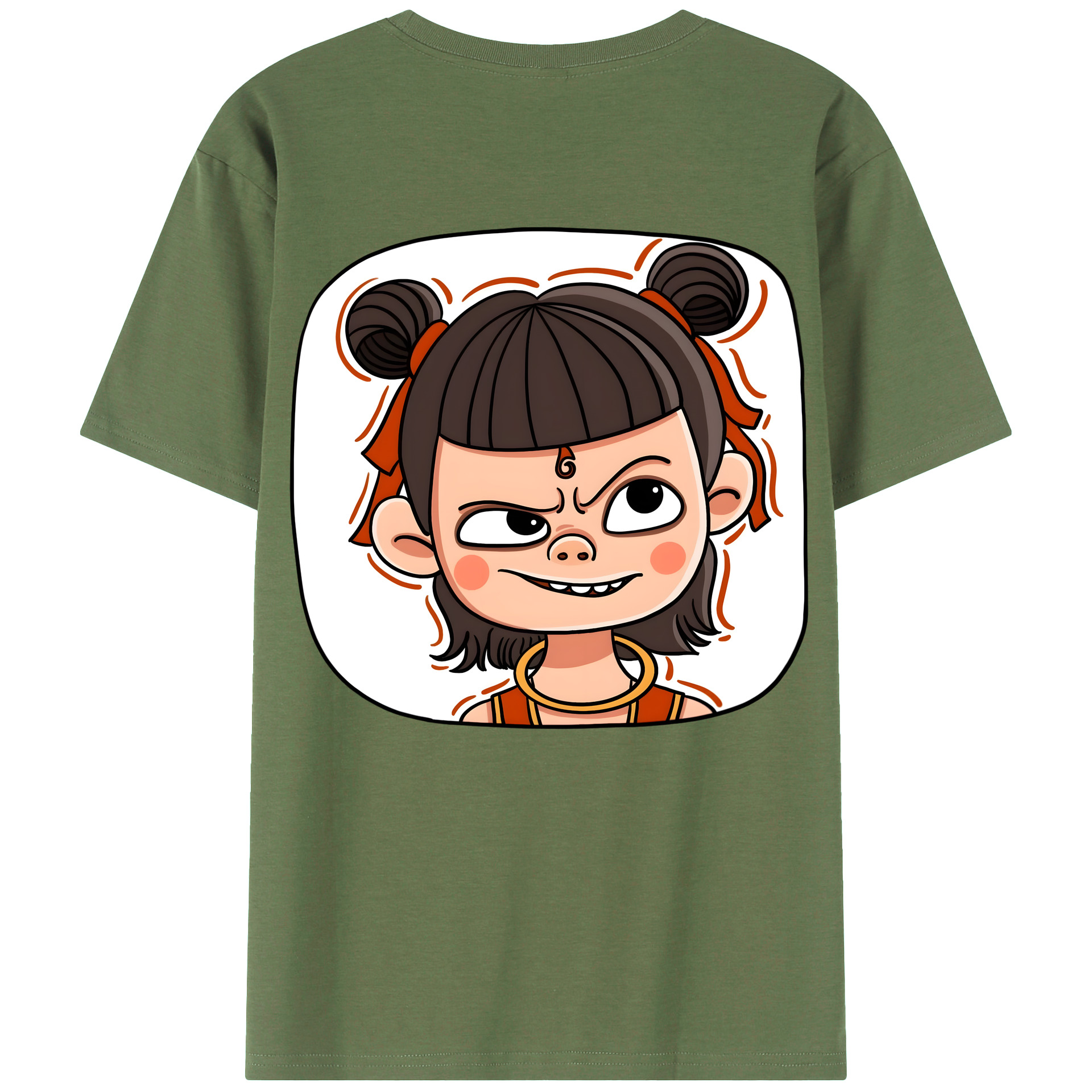 （画像用） Ne Zha 2 ナタ 魔童の大暴れ 綿100％ メンズ半袖Tシャツ（バックプリント） 通気性